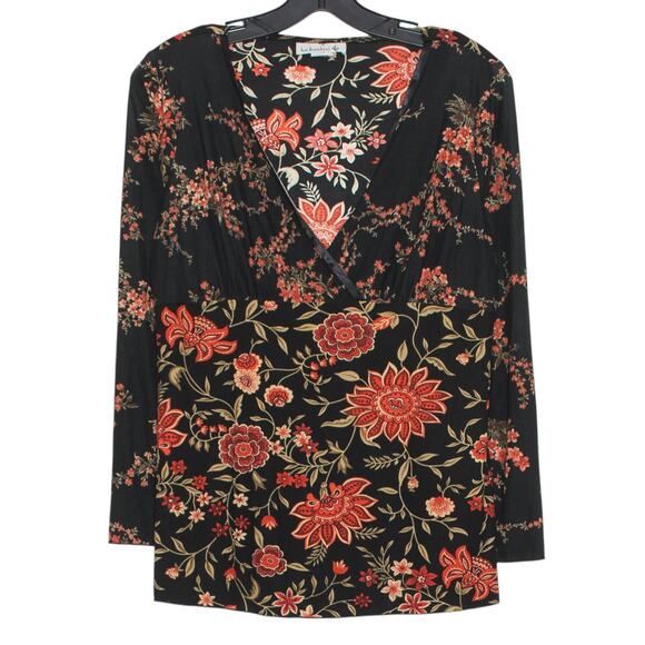 Vintage Top Floral Babydoll Y2K Whimsigoth Witchy Boho Cottage Black Red Small - Picture 1 of 5